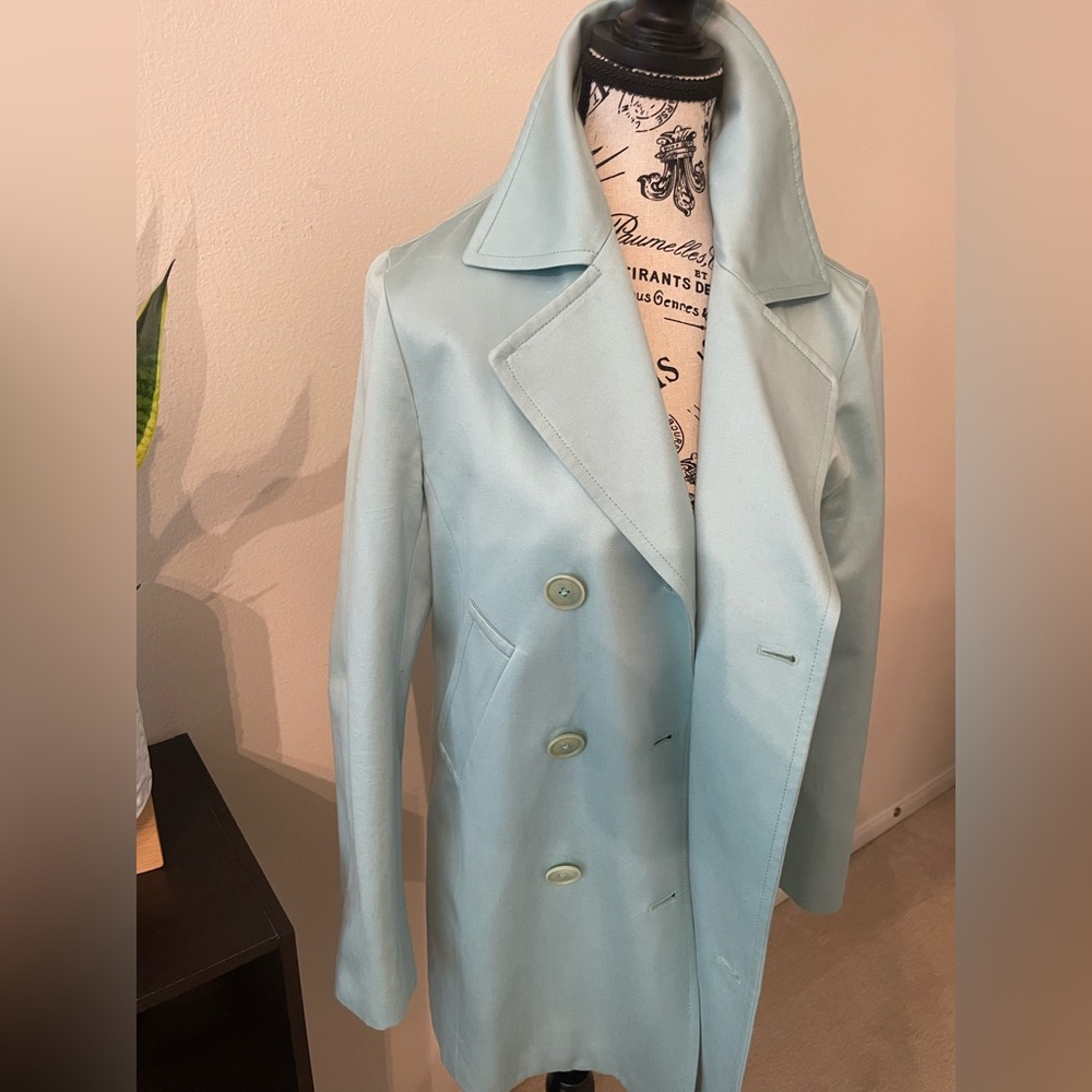 Aqua colored trench-coat